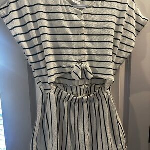 Zara Kids White Striped Textured Romper – Size 13-14Y / 164 – Worn Once